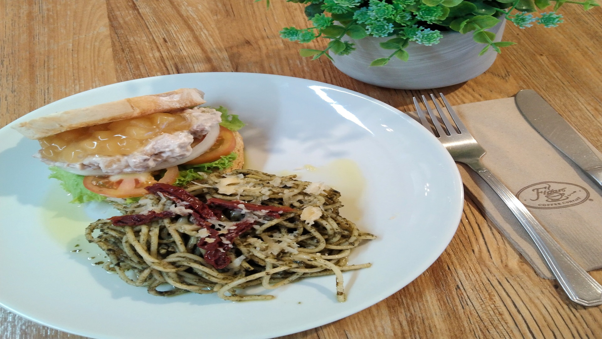 Half Sandwich (Chicken Waldorf) + Half Pasta (Garden Herb Pesto)